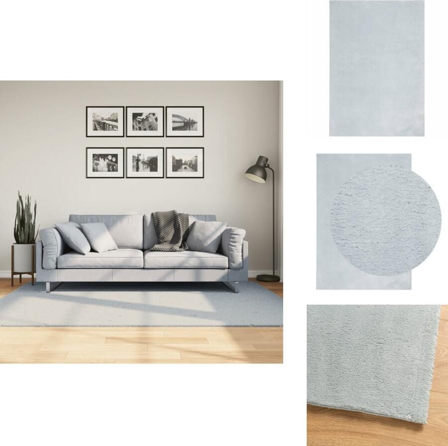 VidaXL Vloerkleed Vloerkleden Tapijt Vloerbedekking Vloerkleed HUARTE laagpolig zacht wasbaar 140x200 cm blauw