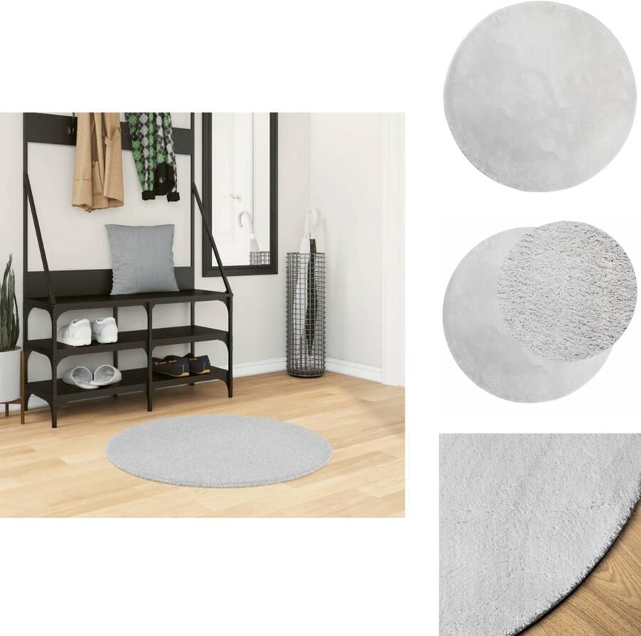 VidaXL Vloerkleed Vloerkleden Tapijt Vloerbedekking Vloerkleed HUARTE laagpolig zacht wasbaar Ø 80 cm grijs