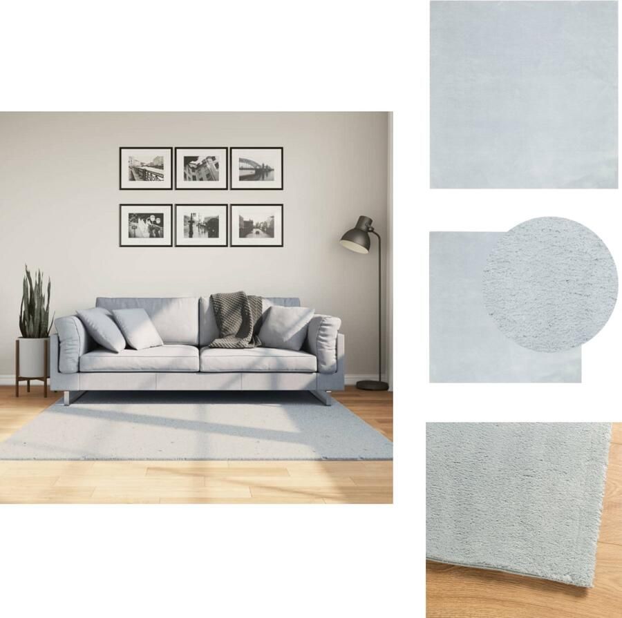 The Living Store HUARTE Vloerkleed 160 x 160 cm Blauw Polyester 18 mm pole eco-friendly Vloerkleed Huarte Blauw Vloerkleed Polyester Vloerkleed Ronde Vloerkleed - Foto 2