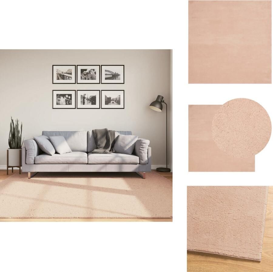 VidaXL Vloerkleed Vloerkleden Tapijt Vloerbedekking Vloerkleed HUARTE laagpolig zacht wasbaar 200x200 cm roze