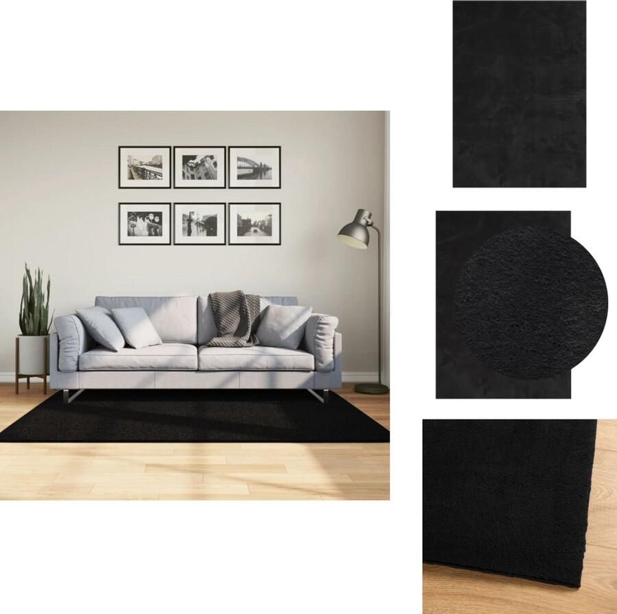 VidaXL Vloerkleed Vloerkleden Tapijt Vloerbedekking Vloerkleed HUARTE laagpolig zacht wasbaar 120x170 cm zwart