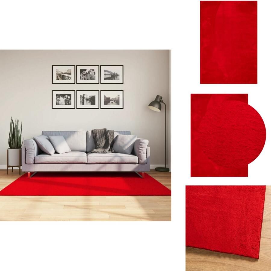 VidaXL Vloerkleed Vloerkleden Tapijt Vloerbedekking Vloerkleed HUARTE laagpolig zacht wasbaar 120x170 cm rood