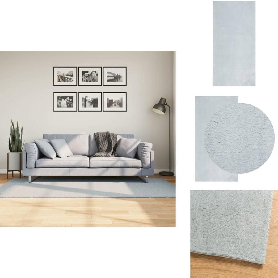 VidaXL Vloerkleed Vloerkleden Tapijt Vloerbedekking Vloerkleed HUARTE laagpolig zacht wasbaar 100x200 cm blauw