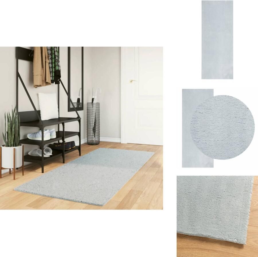 The Living Store Huarte Vloerkleed 80 x 200 cm Blauw 100% polyester 18 mm poolhoogte Vloerkleed Tapijt Zacht Vloerkleed Blauwe Vloerkleed Polyester Vloerkleed - Foto 2