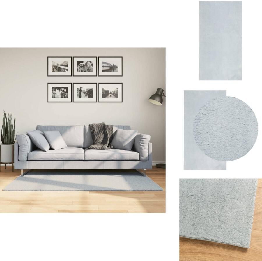 VidaXL Vloerkleed Vloerkleden Tapijt Vloerbedekking Vloerkleed HUARTE laagpolig zacht wasbaar 80x150 cm blauw