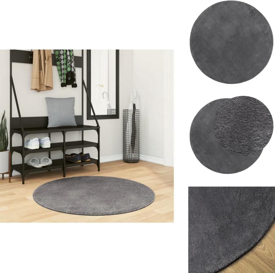 VidaXL Vloerkleed Vloerkleden Tapijt Vloerbedekking Vloerkleed HUARTE laagpolig zacht wasbaar Ø 100 cm antraciet