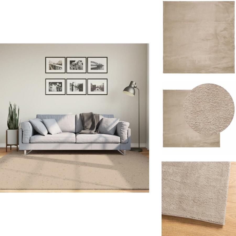 VidaXL Vloerkleed Vloerkleden Tapijt Vloerbedekking Vloerkleed HUARTE laagpolig zacht wasbaar 200x200cm zandkleurig