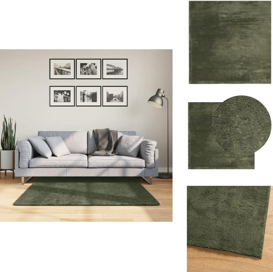 VidaXL Vloerkleed Vloerkleden Tapijt Vloerbedekking Vloerkleed HUARTE laagpolig zacht wasbaar 120x120 cm bosgroen
