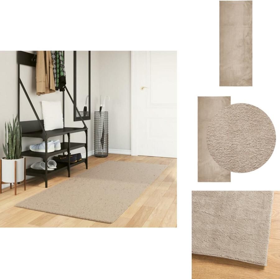 VidaXL Vloerkleed Vloerkleden Tapijt Vloerbedekking Vloerkleed HUARTE laagpolig zacht wasbaar 80x200 cm zandkleurig