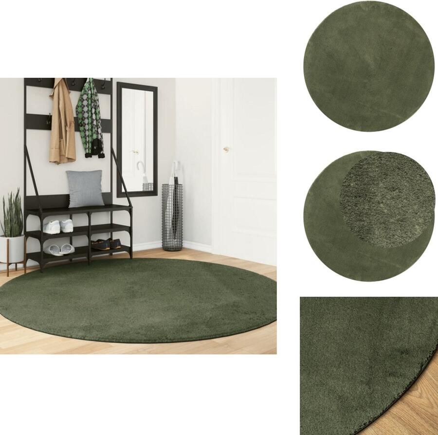 VidaXL Vloerkleed Vloerkleden Tapijt Vloerbedekking Vloerkleed HUARTE laagpolig zacht wasbaar Ø 200 cm bosgroen