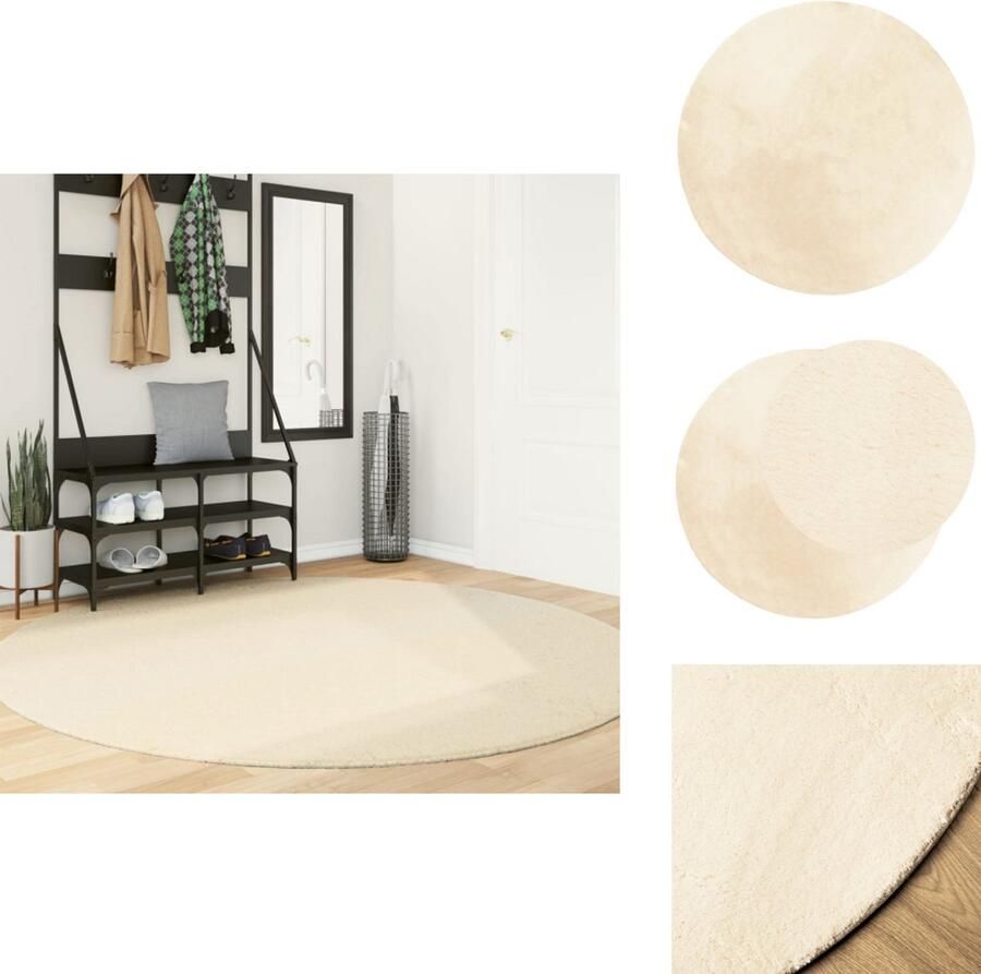 VidaXL Vloerkleed Vloerkleden Tapijt Vloerbedekking Vloerkleed HUARTE laagpolig zacht wasbaar Ø 200 cm crème
