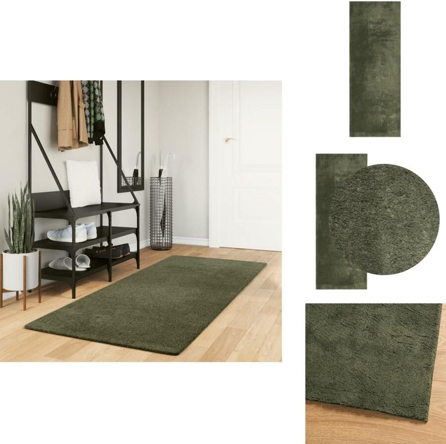 VidaXL Vloerkleed Vloerkleden Tapijt Vloerbedekking Vloerkleed HUARTE laagpolig zacht wasbaar 80x200 cm bosgroen