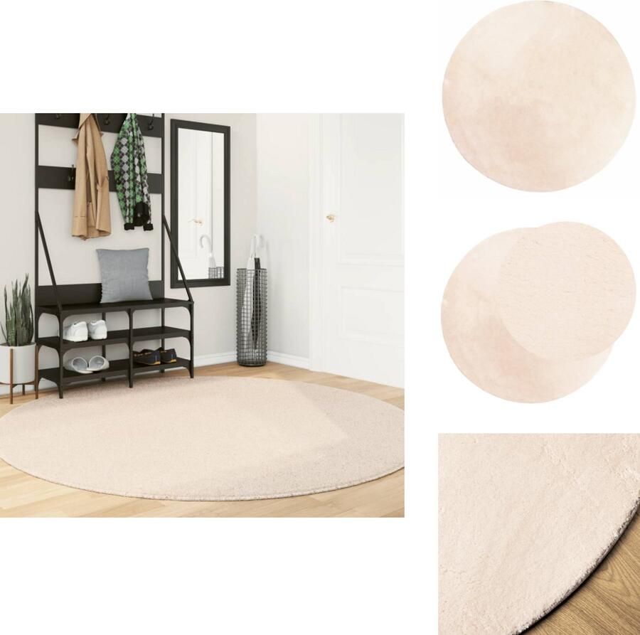 VidaXL Vloerkleed Vloerkleden Tapijt Vloerbedekking Vloerkleed HUARTE laagpolig zacht wasbaar Ø 200 cm beige