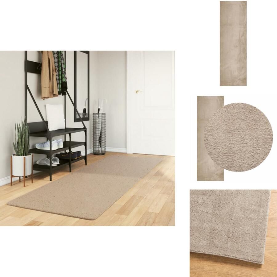 VidaXL Vloerkleed Vloerkleden Tapijt Vloerbedekking Vloerkleed HUARTE laagpolig zacht wasbaar 80x250 cm zandkleurig