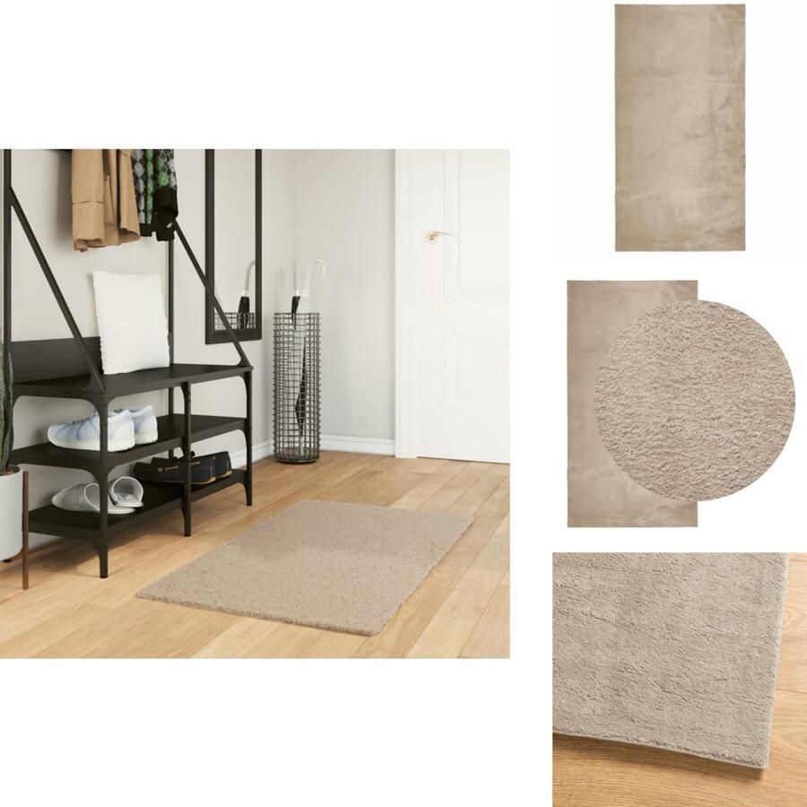 VidaXL Vloerkleed Vloerkleden Tapijt Vloerbedekking Vloerkleed HUARTE laagpolig zacht wasbaar 60x110 cm zandkleurig