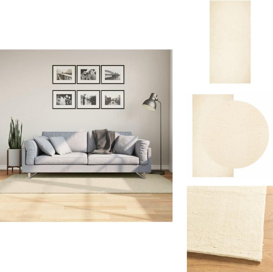 VidaXL Vloerkleed Vloerkleden Tapijt Vloerbedekking Vloerkleed HUARTE laagpolig zacht wasbaar 100x200 cm crème