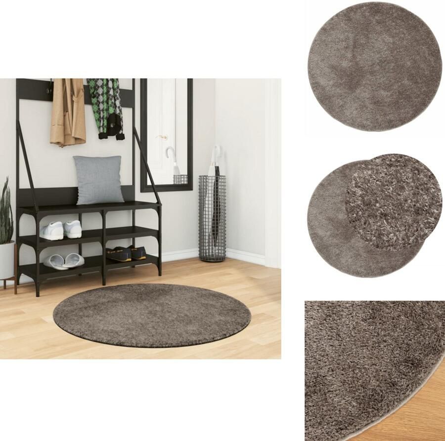 VidaXL Vloerkleed Vloerkleden Tapijt Vloerbedekking Vloerkleed ISTAN hoogpolig glanzend Ø 100 cm grijs