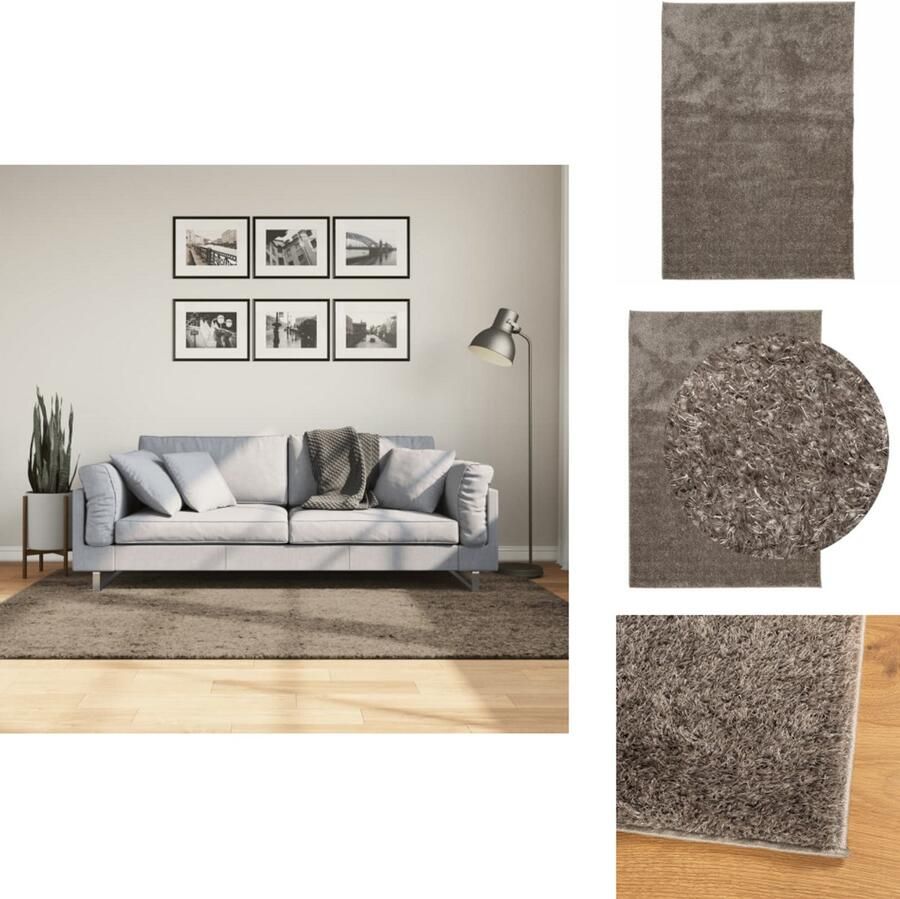 VidaXL Vloerkleed Vloerkleden Tapijt Vloerbedekking Vloerkleed ISTAN hoogpolig glanzend 140x200 cm grijs