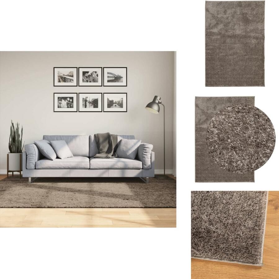 VidaXL Vloerkleed Vloerkleden Tapijt Vloerbedekking Vloerkleed ISTAN hoogpolig glanzend 160x230 cm grijs