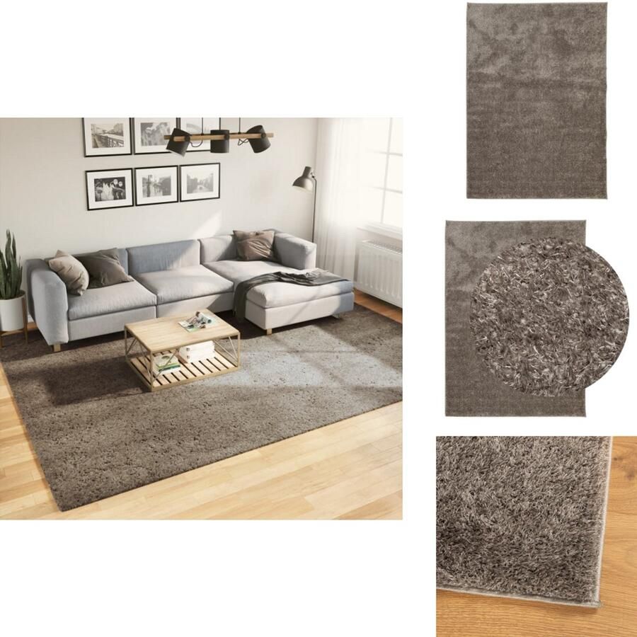 VidaXL Vloerkleed Vloerkleden Tapijt Vloerbedekking Vloerkleed ISTAN hoogpolig glanzend 240x340 cm grijs