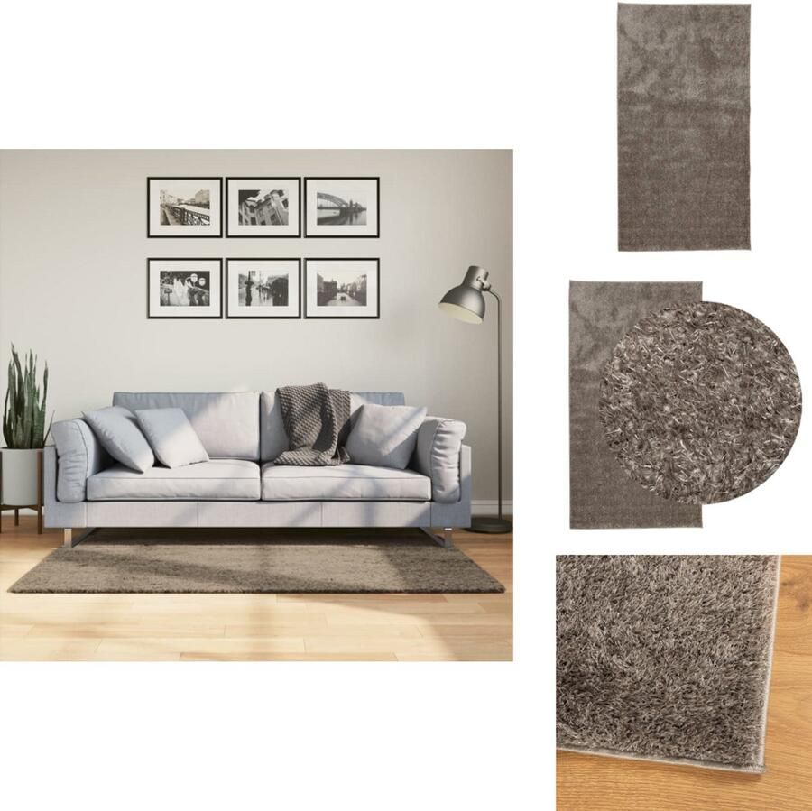 VidaXL Vloerkleed Vloerkleden Tapijt Vloerbedekking Vloerkleed ISTAN hoogpolig glanzend 80x150 cm grijs