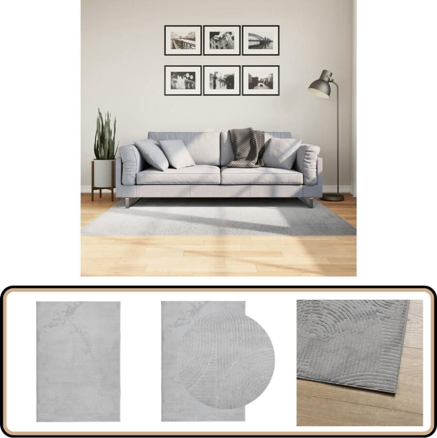 VidaXL Scandinavisch Vloerkleed 120x170 cm Grijs Vloerkleed Geometric Pattern 3d Effect Zacht Tapijt Anti Slip