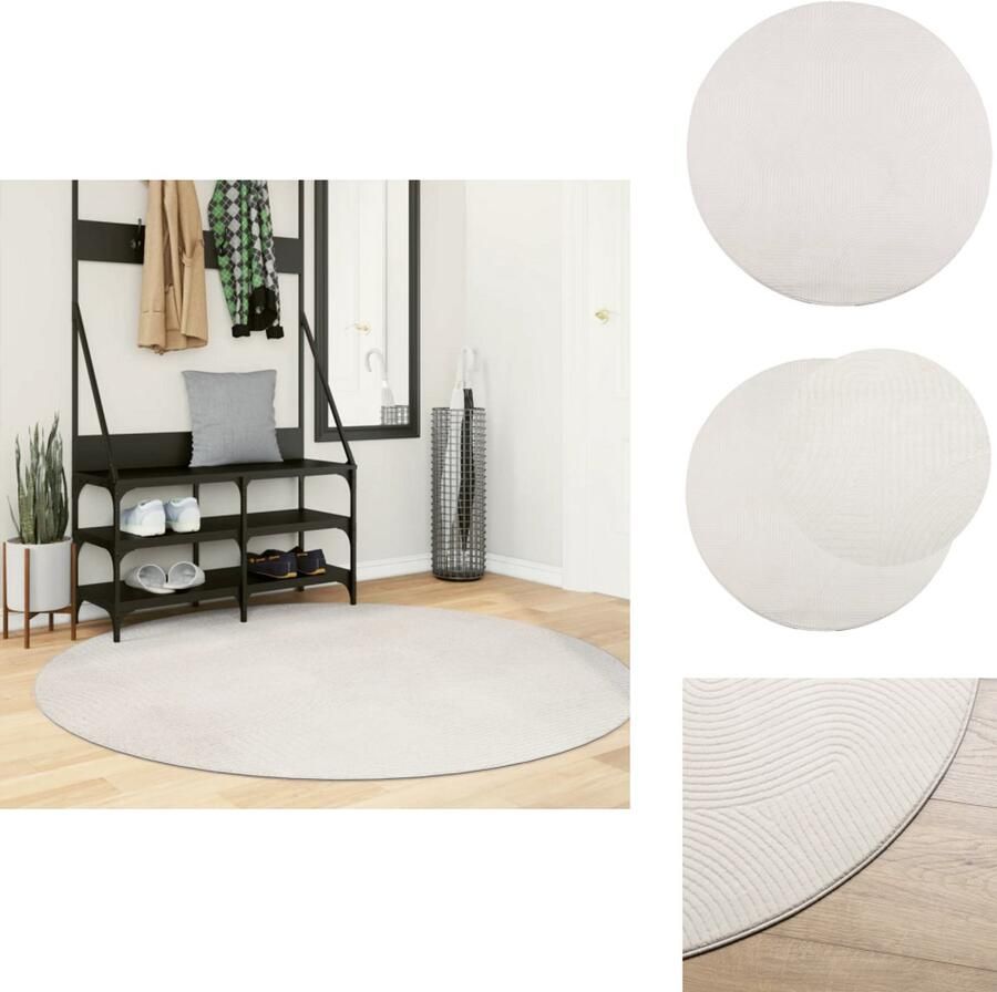 VidaXL Vloerkleed Vloerkleden Tapijt Vloerbedekking Vloerkleed IZA laagpolig Scandinavisch Ø 160 cm crèmekleurig