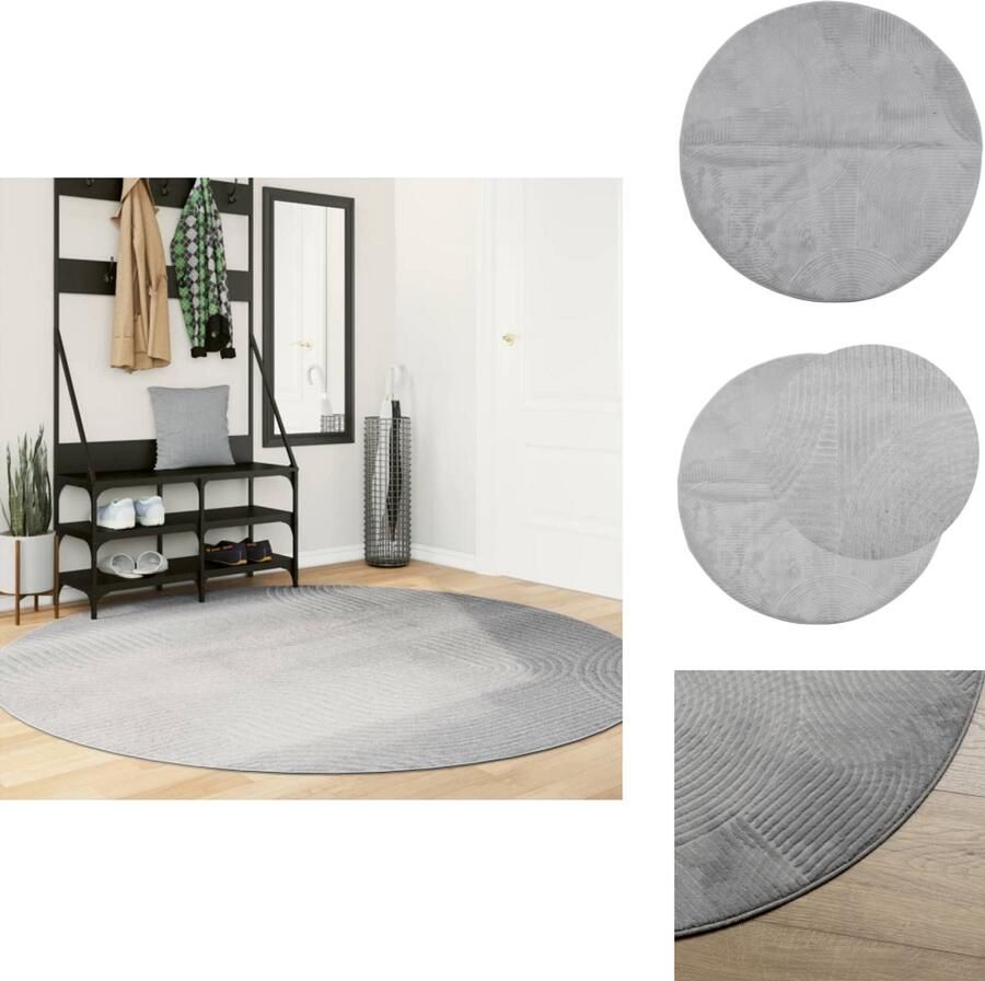 VidaXL Vloerkleed Vloerkleden Tapijt Vloerbedekking Vloerkleed IZA laagpolig Scandinavisch Ø 200 cm grijs