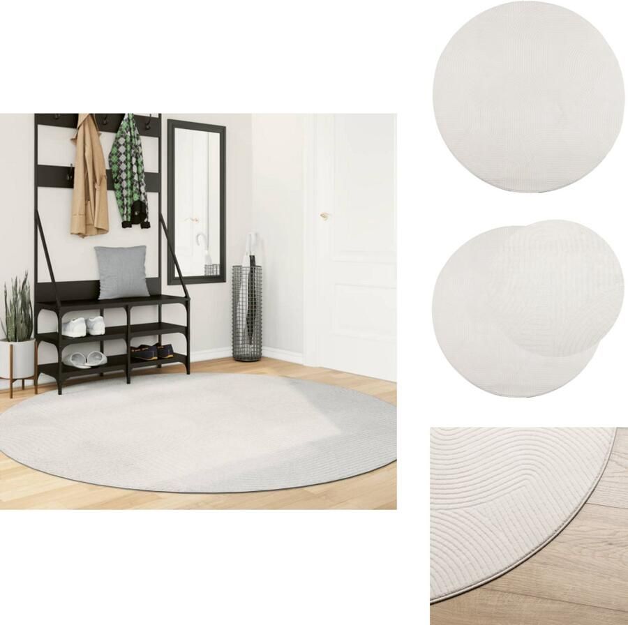 VidaXL Vloerkleed Vloerkleden Tapijt Vloerbedekking Vloerkleed IZA laagpolig Scandinavisch Ø 200 cm crèmekleurig