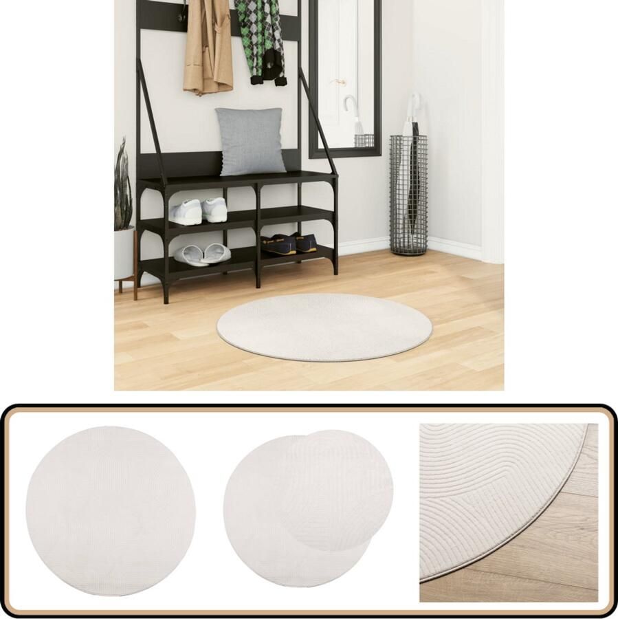 VidaXL Vloerkleed IZA Laagpolig 80 cm Crème Vloerkleed Tapijt Kamerdecoratie Livingroom Decoratie Slaapkamer Decoratie - Foto 2