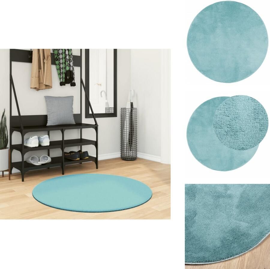 VidaXL Vloerkleed Vloerkleden Tapijt Vloerbedekking Vloerkleed OVIEDO laagpolig Ø 100 cm groen