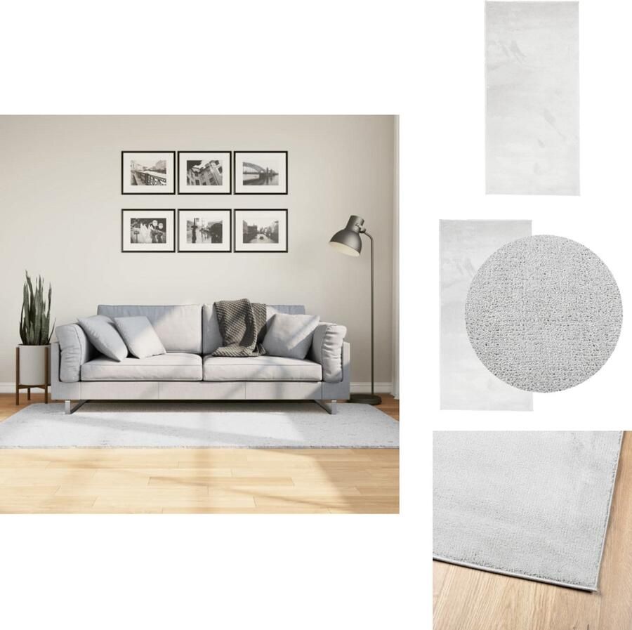 VidaXL Vloerkleed OVIEDO Laagpolig 100x200 cm Grijs Vloerkleed Tapijt Woonkamertapijt Slaapkamertapijt Beige Vloerkleed - Foto 2
