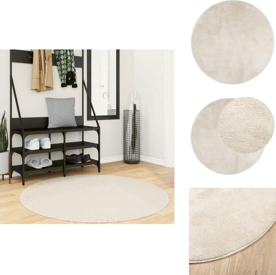 VidaXL Vloerkleed Vloerkleden Tapijt Vloerbedekking Vloerkleed OVIEDO laagpolig Ø 120 cm beige