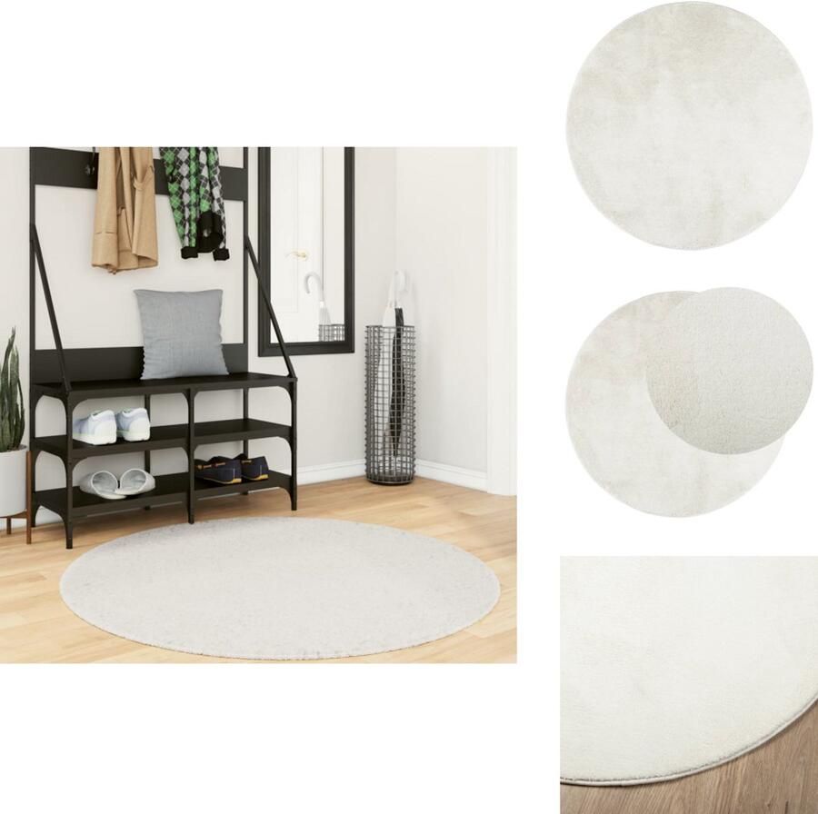 The Living Store OVIEDO Vloerkleed 120 cm Crème Polyester 100% Ã-KO-TEX Textuur badstofachtig Duurzaam en warm Vloerkleed Tapijten Kamerdecoratie Woonkamer Decoratie Slaapkamer Decoratie - Foto 2