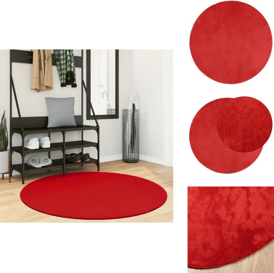 VidaXL Vloerkleed Vloerkleden Tapijt Vloerbedekking Vloerkleed OVIEDO laagpolig Ø 120 cm rood