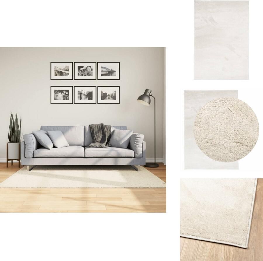 VidaXL Vloerkleed OVIEDO 120x170 cm Beige Vloerkleed Tapijt Beige Vloerkleed Polyester Vloerkleed Living Room Decor