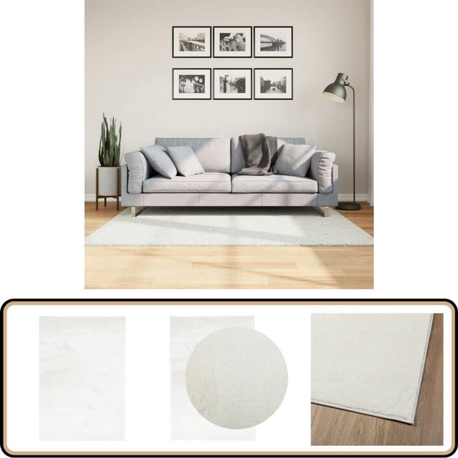 VidaXL Vloerkleed OVIEDO 120x170 cm crèmekleurig Vloerkleed Tapijten Kamerdecoratie Woonkamertapijt Slaapkamertapijt