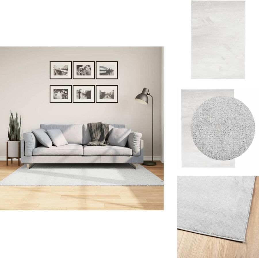 The Living Store OVIEDO Vloerkleed 120 x 170 cm Grijs Polyester 12.5 mm Poolhoogte Vloerverwarming Geschikt Vloerkleed Tapijten Vloerbekleding Grijs Vloerkleed Polyester Vloerkleed - Foto 2