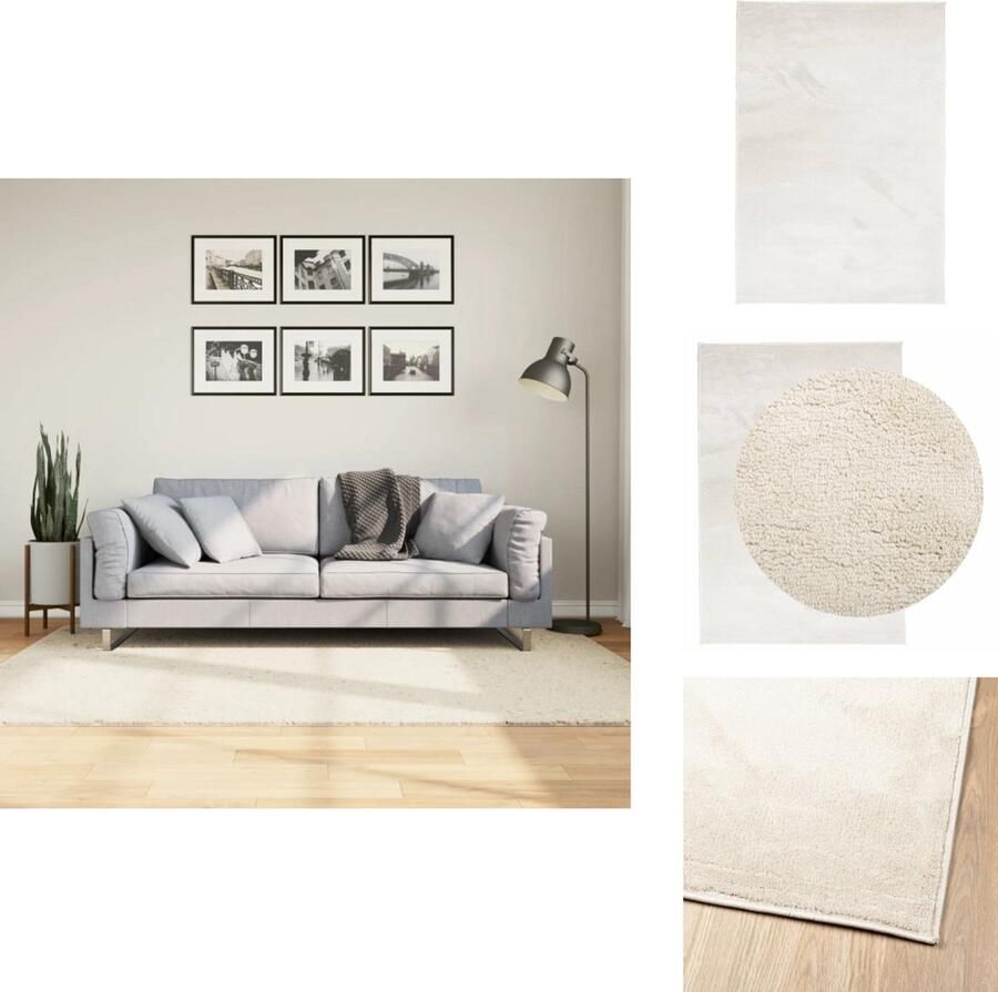 The Living Store OVIEDO Vloerkleed 140 x 200 cm Superzachte textuur Vloerkleed Tapijt Kamerdecoratie Beige Vloerkleed Zacht Vloerkleed - Foto 3