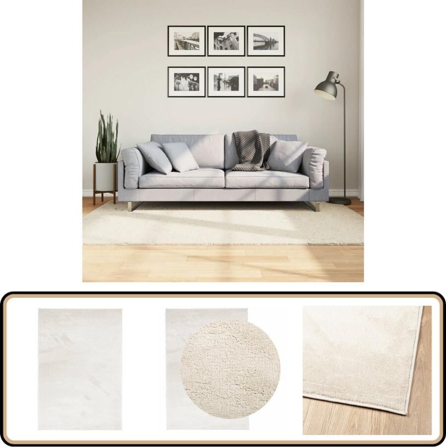 The Living Store OVIEDO Vloerkleed 140 x 200 cm Superzachte textuur Vloerkleed Tapijt Kamerdecoratie Beige Vloerkleed Zacht Vloerkleed - Foto 2