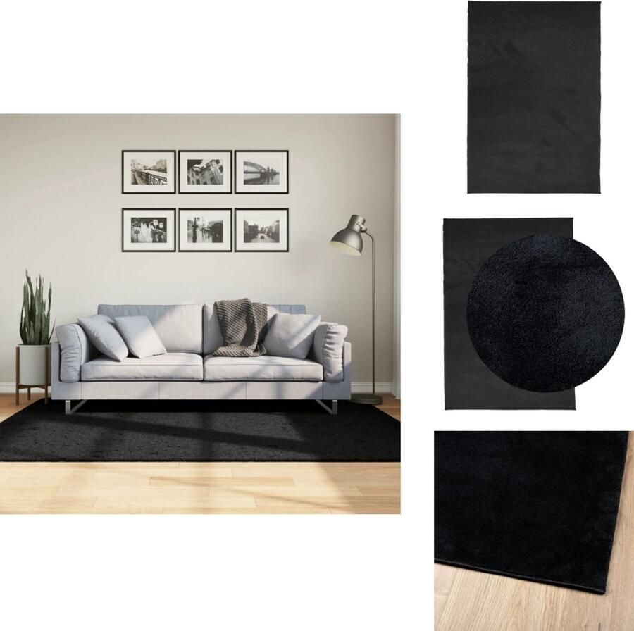 VidaXL Vloerkleed OVIEDO Zwart 140x200 cm Vloerkleed Tapijten Kamerdecoratie Zacht Vloerkleed Modern Vloerkleed