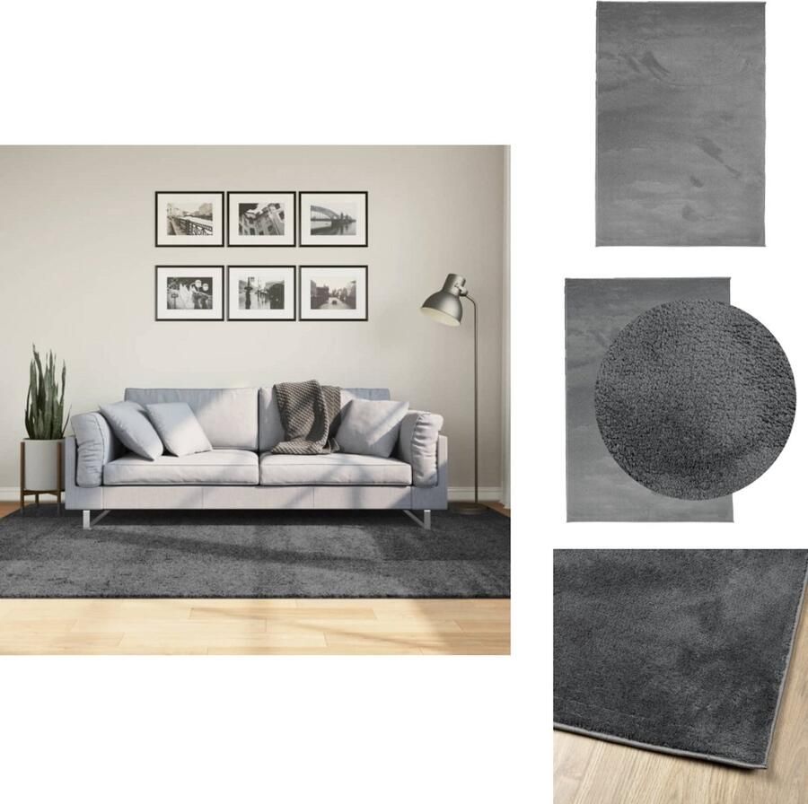 The Living Store OVIEDO Vloerkleed 160 x 230 cm Antraciet 100% polyester 12.5 mm OEKO-TEX Vloerkleed Antracitaire Vloerkleed Zacht Vloerkleed Polyester Vloerkleed Anti Allergie Vloerkleed - Foto 4