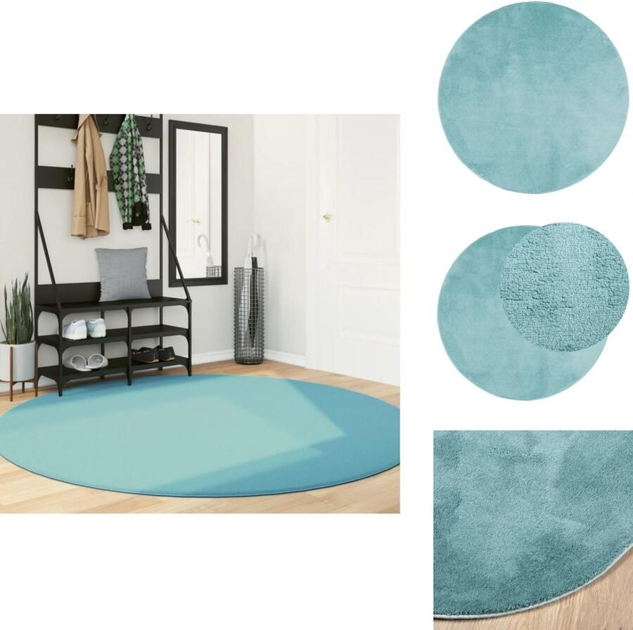 VidaXL Vloerkleed Vloerkleden Tapijt Vloerbedekking Vloerkleed OVIEDO laagpolig Ø 200 cm groen