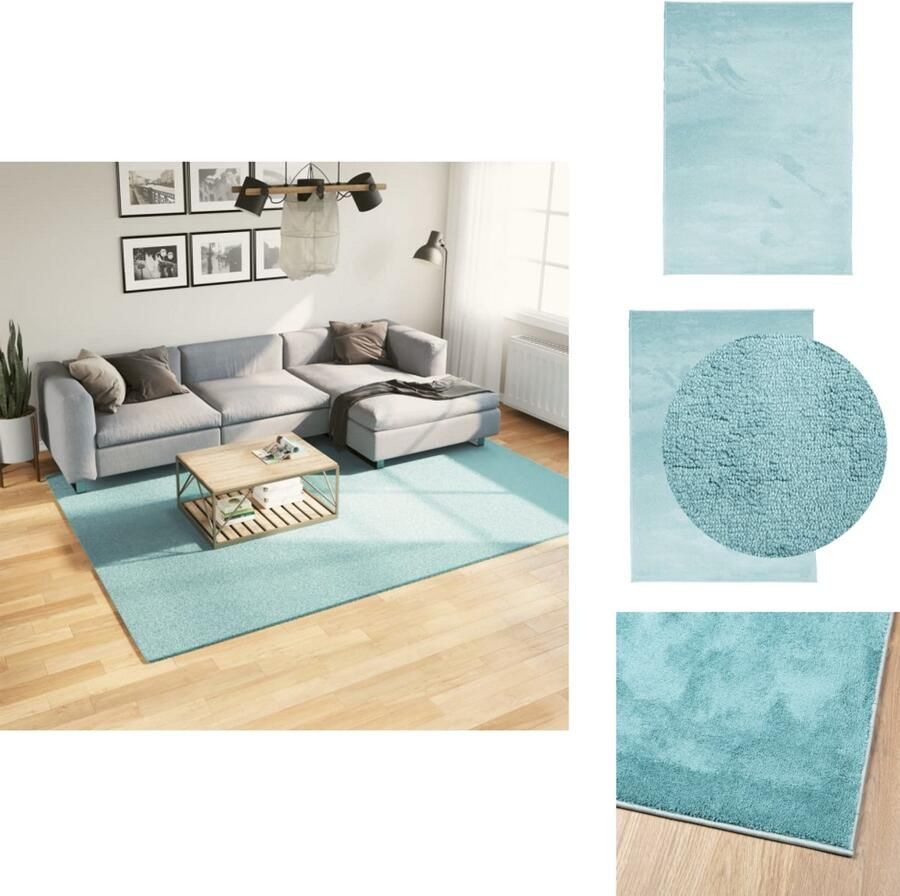 The Living Store OVIEDO Vloerkleed 200 x 280 cm Groen 100% Polyester Platte Pool 12.5 mm Vloerkleed Tapijten Woonkamer Slaapkamer Gang