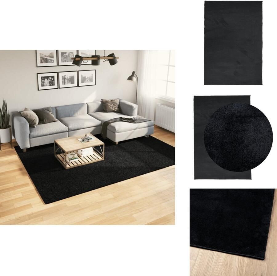 VidaXL Vloerkleed Vloerkleden Tapijt Vloerbedekking Vloerkleed OVIEDO laagpolig 200x280 cm zwart