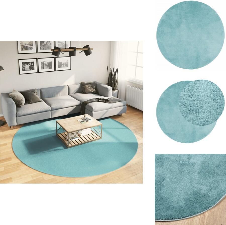 VidaXL Vloerkleed Vloerkleden Tapijt Vloerbedekking Vloerkleed OVIEDO laagpolig Ø 240 cm groen