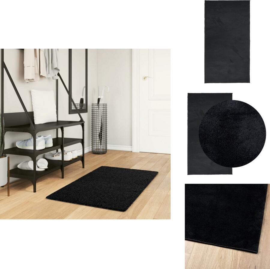 VidaXL Vloerkleed Vloerkleden Tapijt Vloerbedekking Vloerkleed OVIEDO laagpolig 60x110 cm zwart