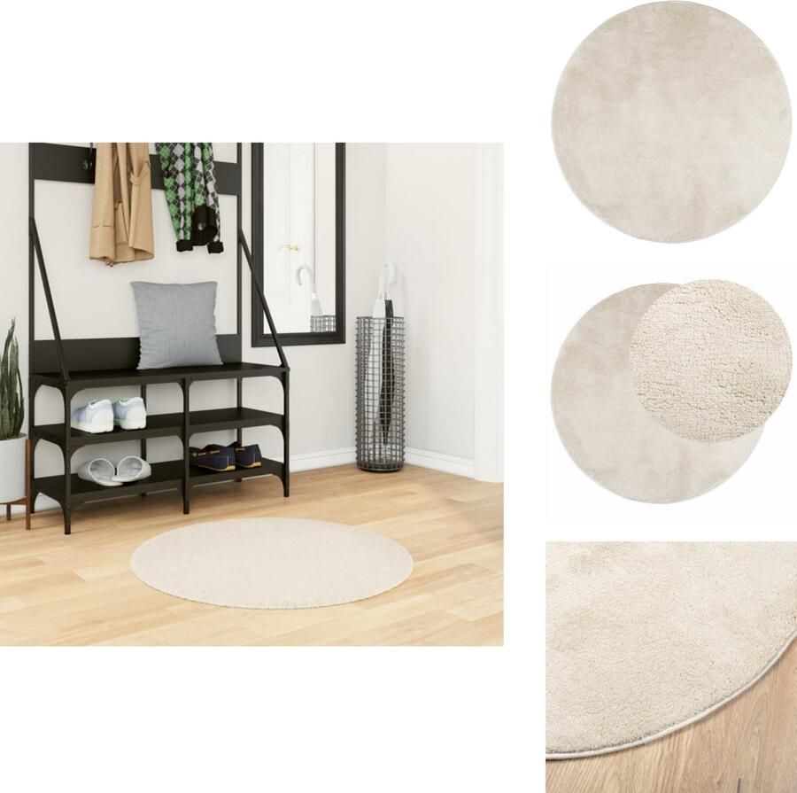 VidaXL Vloerkleed Vloerkleden Tapijt Vloerbedekking Vloerkleed OVIEDO laagpolig Ø 80 cm beige