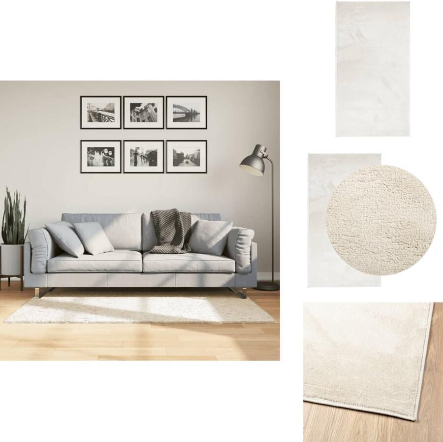 The Living Store OVIEDO Vloerkleed 80 x 150 cm Beige 100% polyester 12.5 mm poolhoogte getest op schadelijke stoffen Vloerkleed Tapijten Beige Vloerkleed Polyester Vloerkleed Zacht Vloerkleed