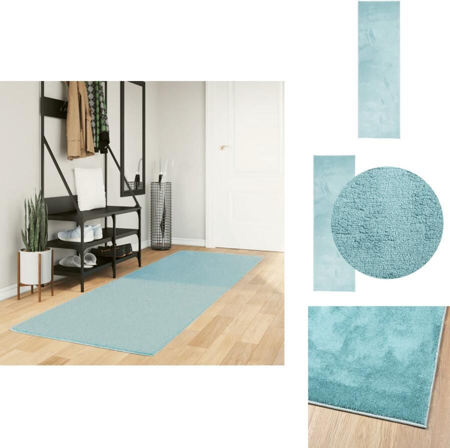 The Living Store OVIEDO Vloerkleed 80 x 250 cm Groen 100% polyester Duurzaam veilig OEKO-TEX getest Superzachte textuur eenvoudig schoon te maken Geschikt voor vloerverwarming